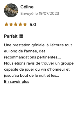 Capture de l’avis de Céline sur Mariages.net, noté 5 sur 5